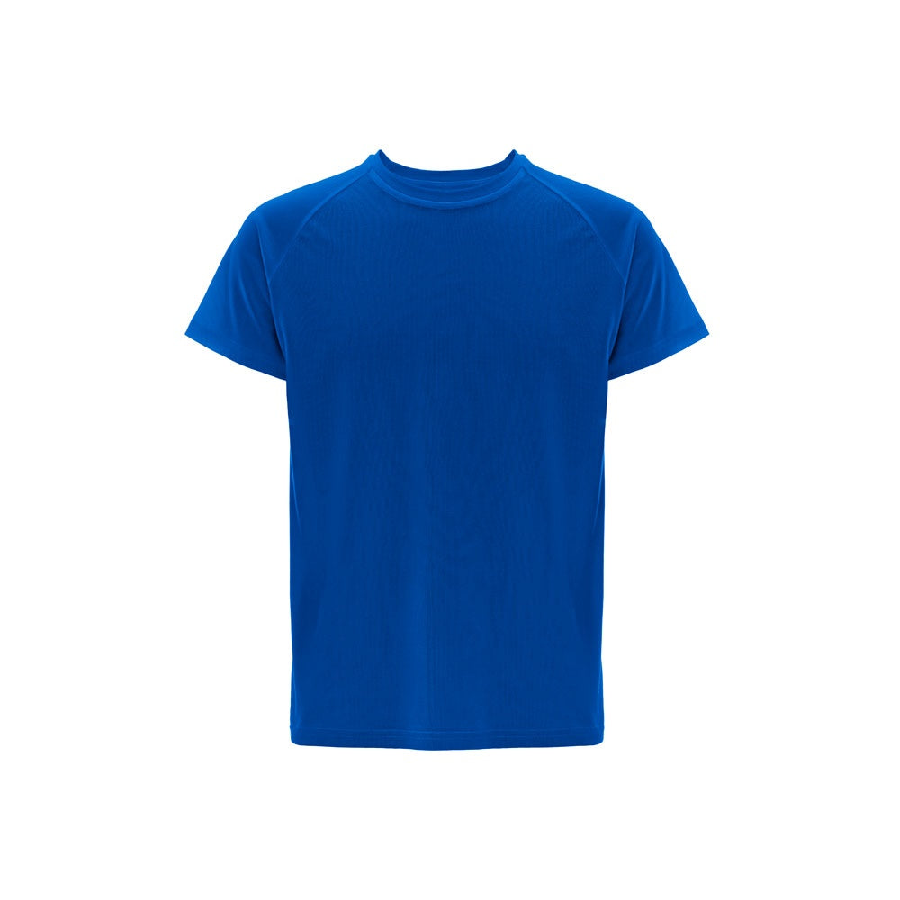 THC MOVE promotional t-shirt in royal blue with custom logo branding