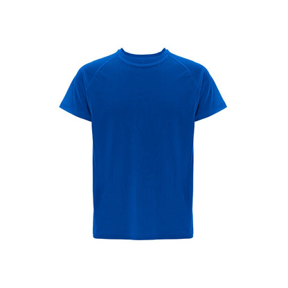 THC MOVE promotional t-shirt in royal blue with custom logo branding