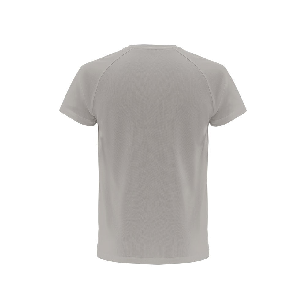 THC MOVE promotional t-shirt in light grey (detail view) with custom logo branding