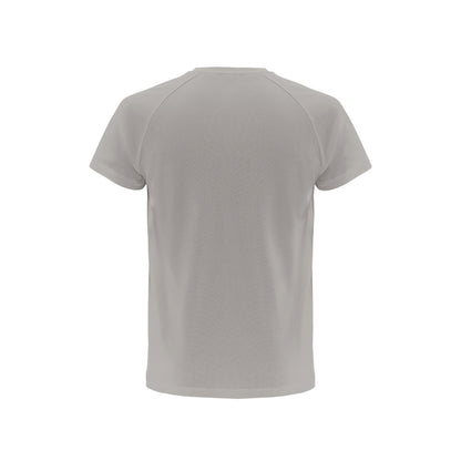 THC MOVE promotional t-shirt in light grey (detail view) with custom logo branding