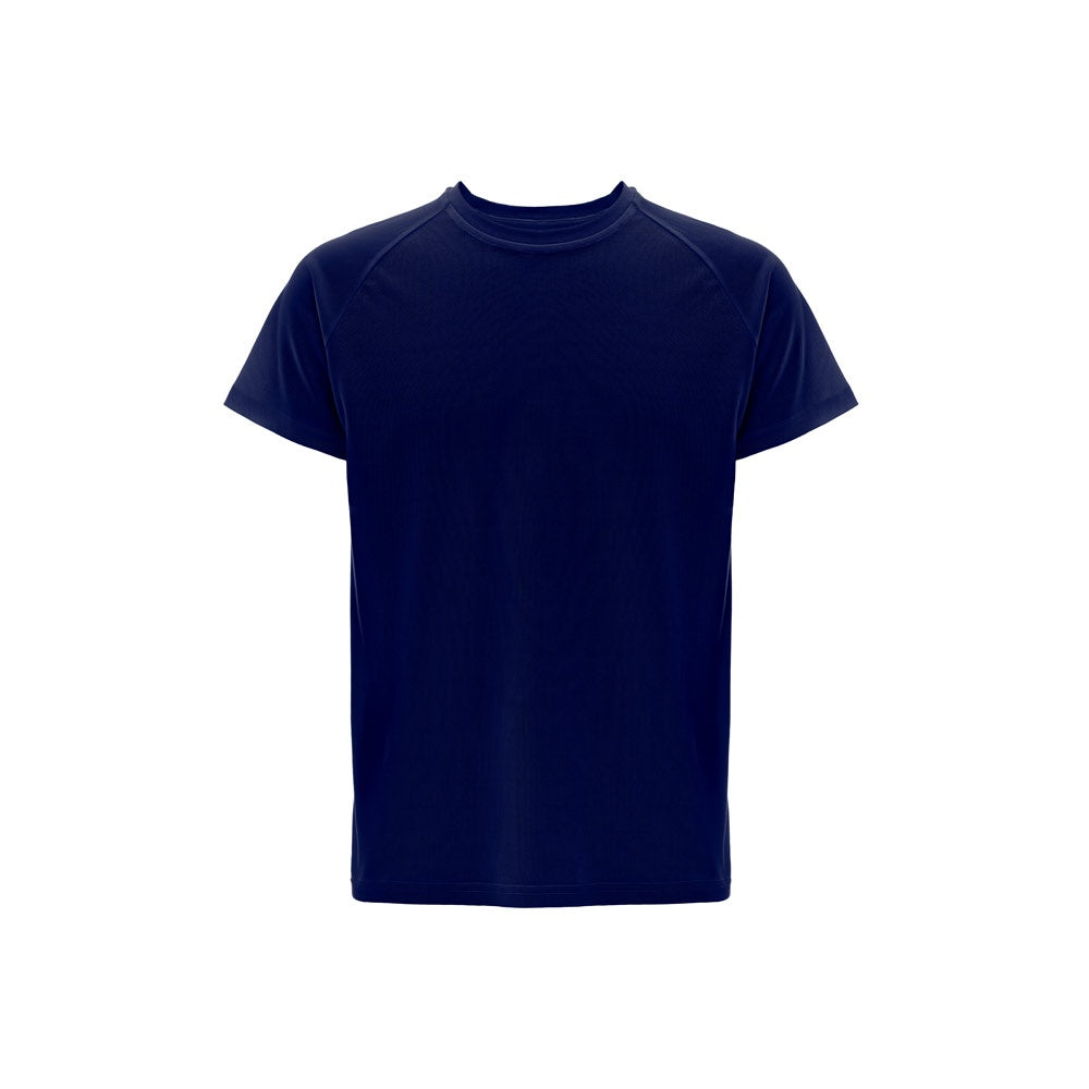 THC MOVE promotional t-shirt in navy blue with custom logo branding