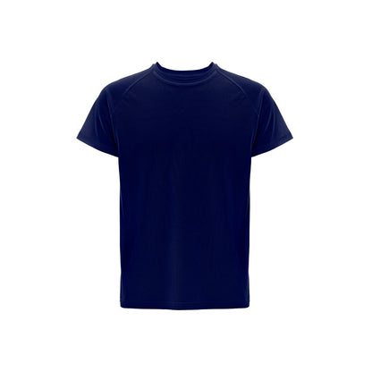 THC MOVE promotional t-shirt in navy blue with custom logo branding