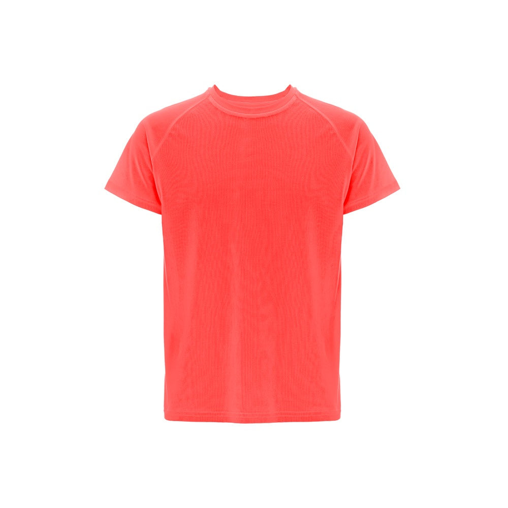 THC MOVE promotional t-shirt in dark orange with custom logo branding
