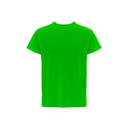 THC MOVE promotional t-shirt in lime green with custom logo branding