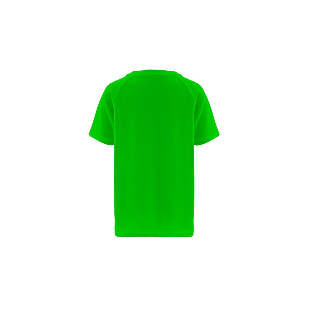 THC MOVE KIDS promotional kids' garment in lime green (detail view) with custom logo branding