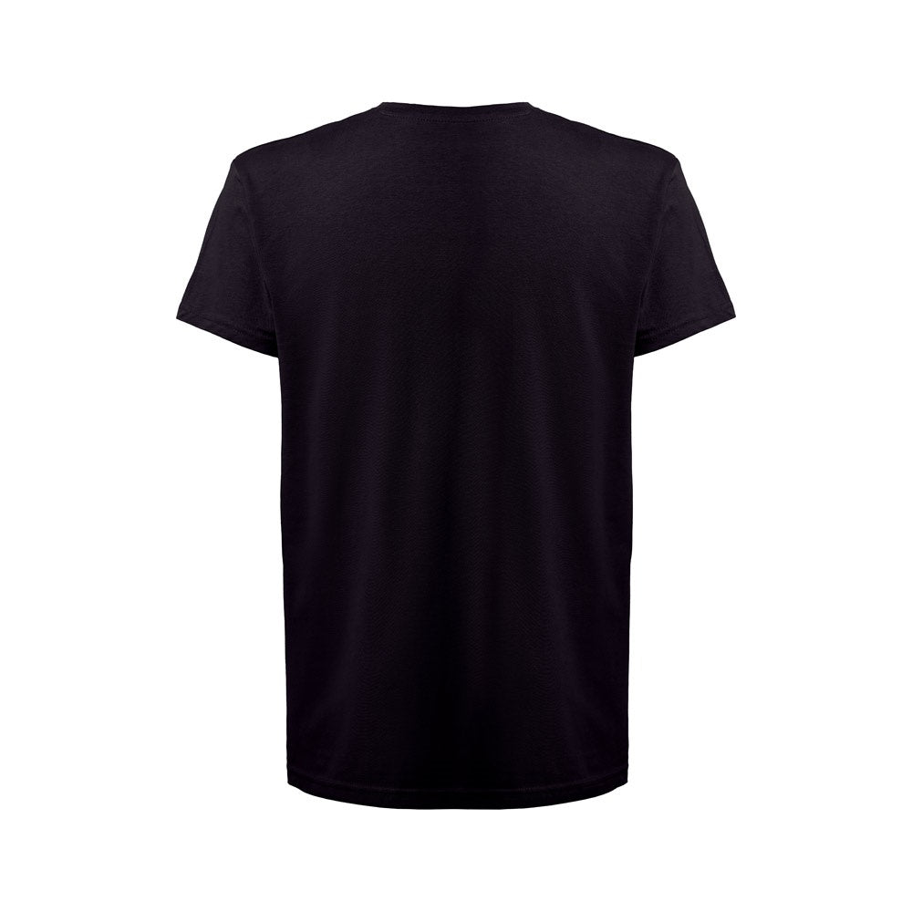 THC FAIR promotional t-shirt in black (detail view) with custom logo branding
