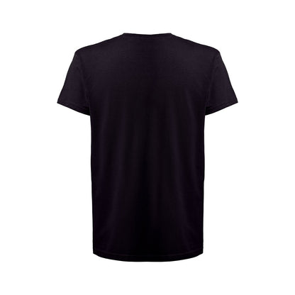 THC FAIR promotional t-shirt in black (detail view) with custom logo branding