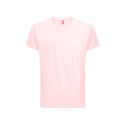 THC FAIR promotional t-shirt in pastel pink with custom logo branding
