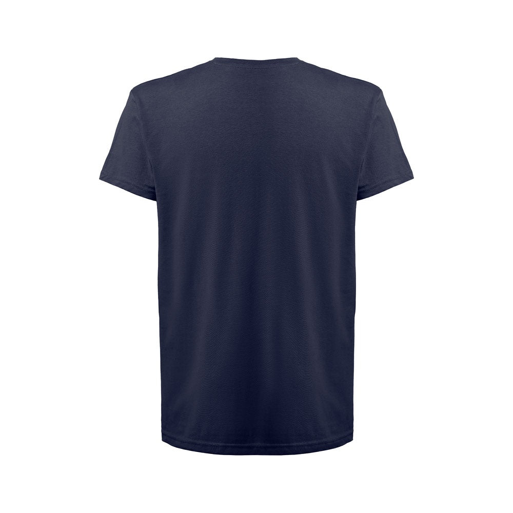 THC FAIR 3XL promotional t-shirt in blue (detail view) with custom logo branding