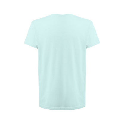 THC FAIR 3XL promotional t-shirt in light blue (detail view) with custom logo branding