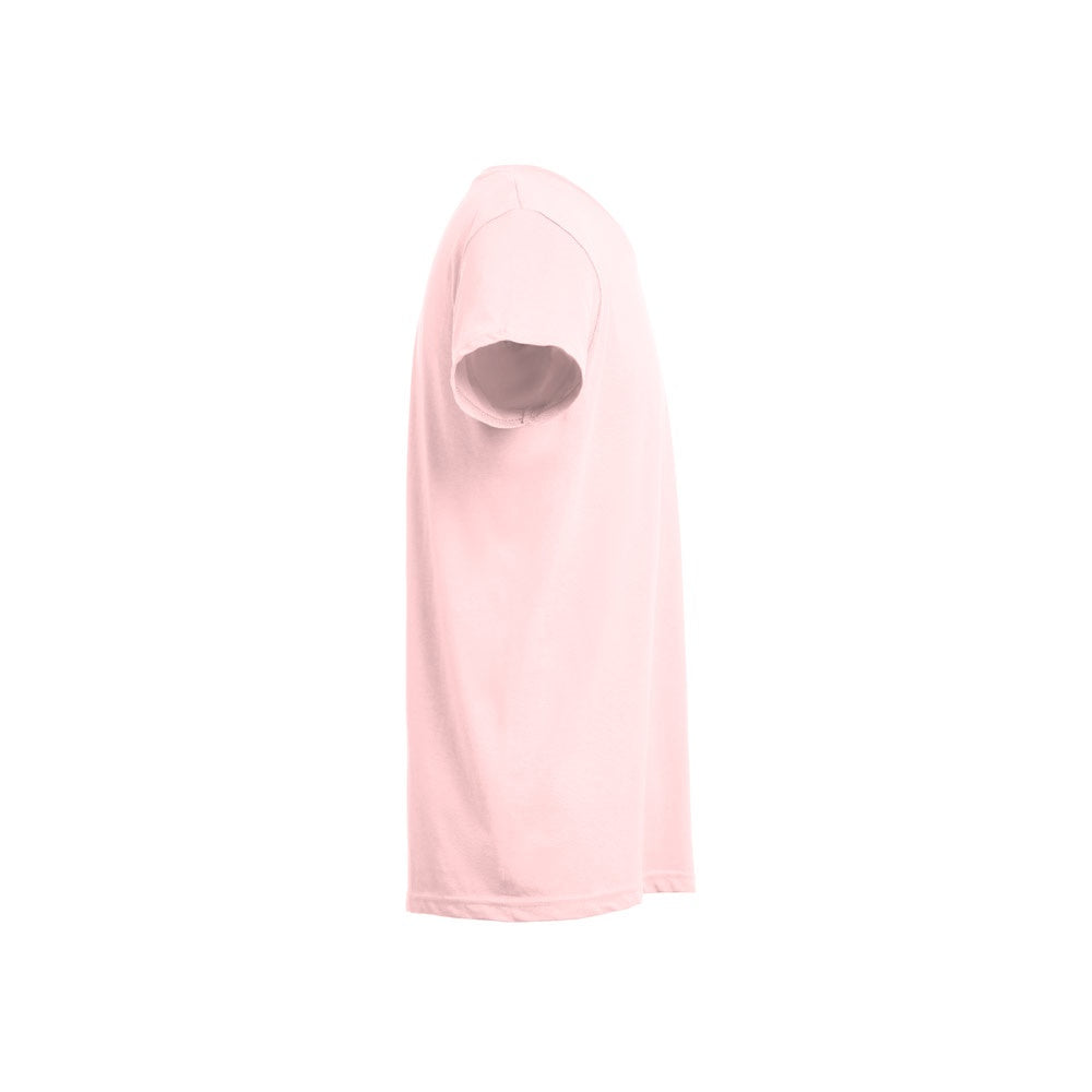 THC FAIR 3XL promotional t-shirt in pastel pink (detail view) with custom logo branding