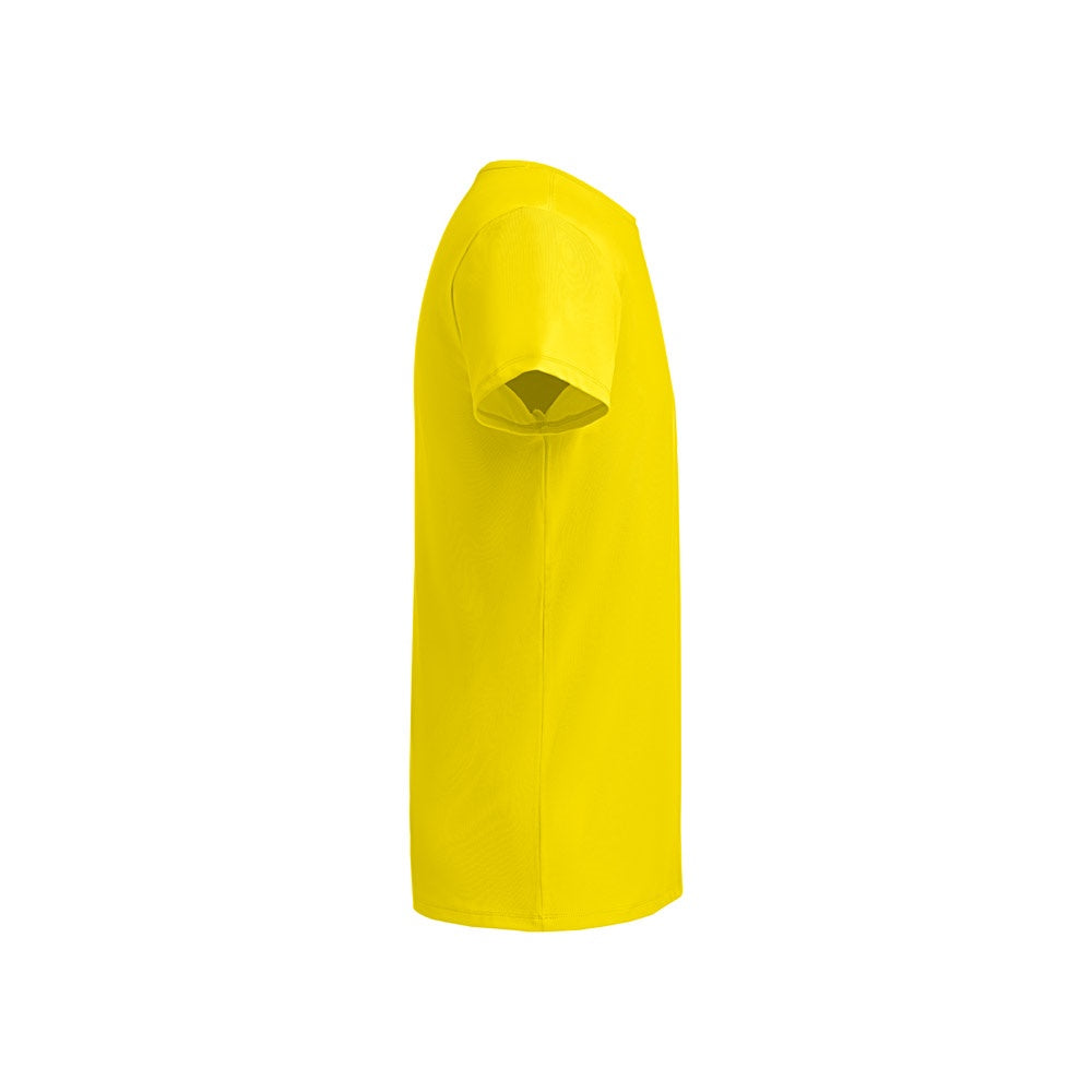 THC TUBE promotional t-shirt in yellow (detail view) with custom logo branding