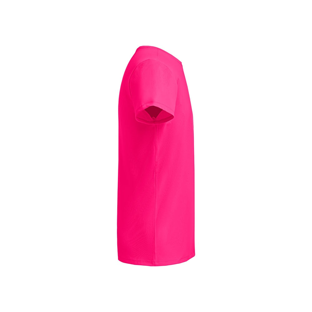 THC TUBE promotional t-shirt in dark pink (detail view) with custom logo branding