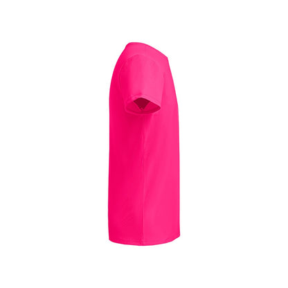 THC TUBE promotional t-shirt in dark pink (detail view) with custom logo branding