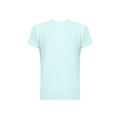 THC TUBE promotional t-shirt in light blue with custom logo branding