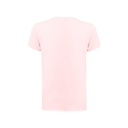 THC TUBE promotional t-shirt in pastel pink (detail view) with custom logo branding