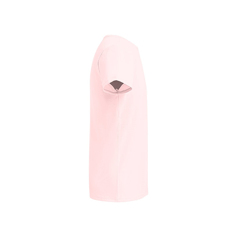 THC TUBE promotional t-shirt in pastel pink (detail view) with custom logo branding
