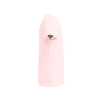 THC TUBE promotional t-shirt in pastel pink (detail view) with custom logo branding