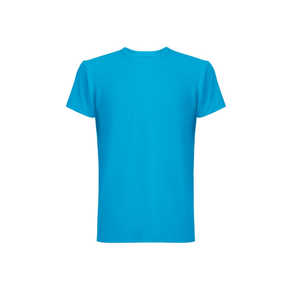 THC TUBE promotional t-shirt in acqua blue with custom logo branding