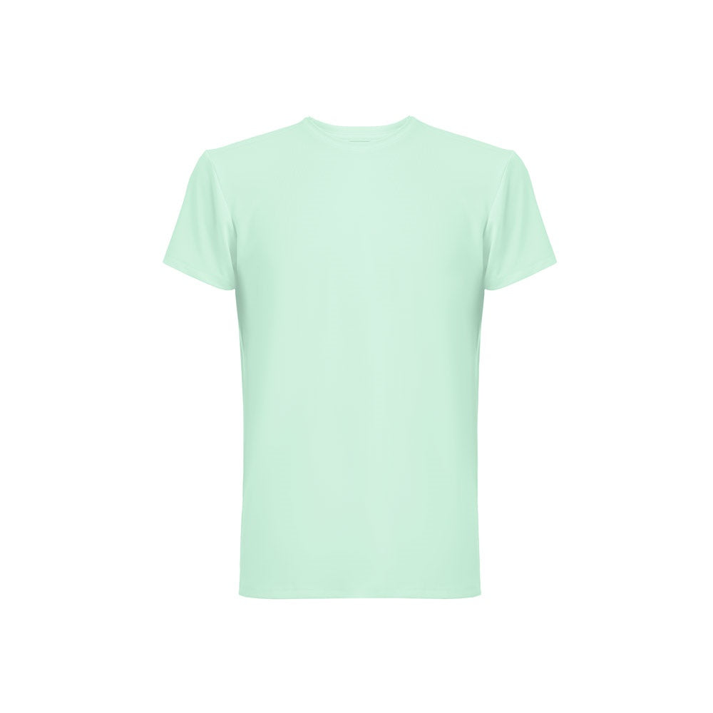 THC TUBE promotional t-shirt in turquoise green with custom logo branding