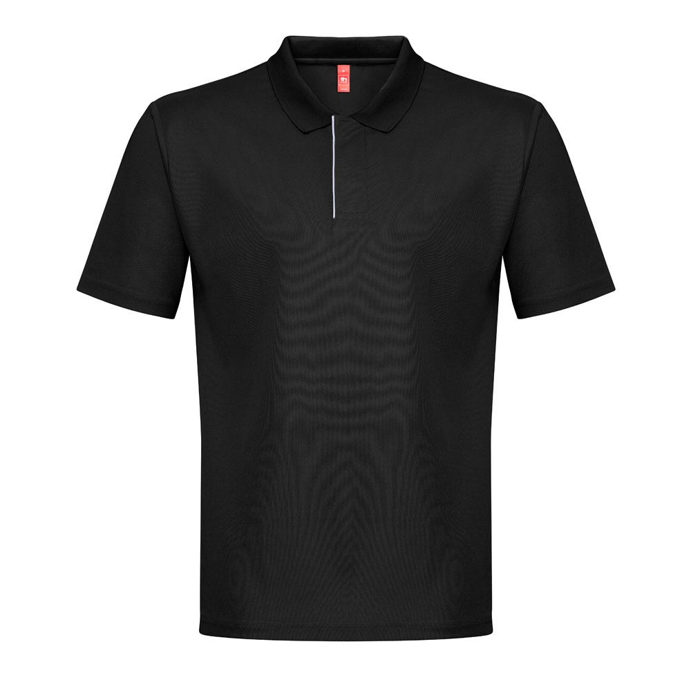 THC DYNAMIC promotional polo shirt in black with custom logo branding