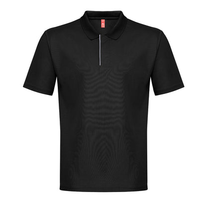 THC DYNAMIC promotional polo shirt in black with custom logo branding