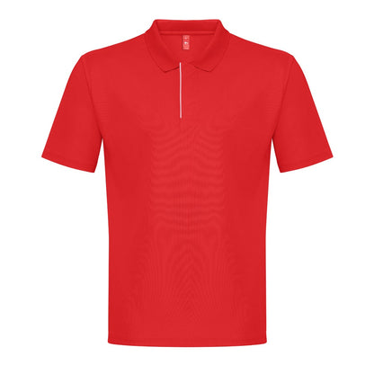 THC DYNAMIC promotional polo shirt in red with custom logo branding
