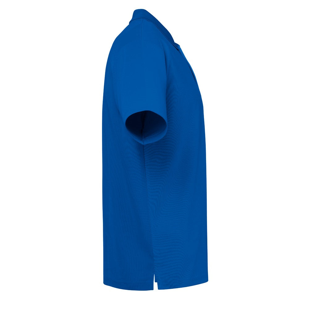 THC DYNAMIC promotional polo shirt in royal blue (detail view) with custom logo branding
