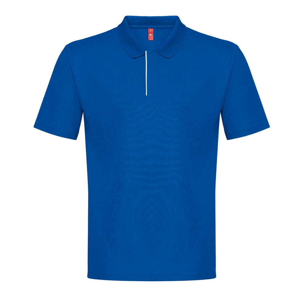 THC DYNAMIC promotional polo shirt in royal blue with custom logo branding