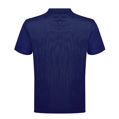 THC DYNAMIC promotional polo shirt in navy blue (detail view) with custom logo branding