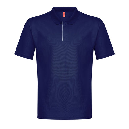 THC DYNAMIC promotional polo shirt in navy blue with custom logo branding