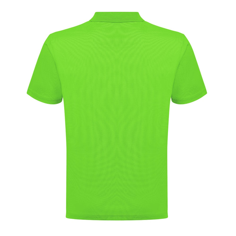THC DYNAMIC promotional polo shirt in lime green (detail view) with custom logo branding