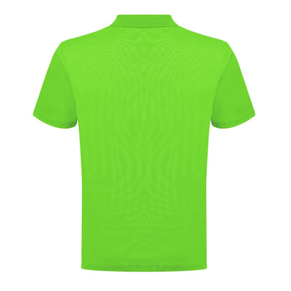 THC DYNAMIC promotional polo shirt in lime green (detail view) with custom logo branding
