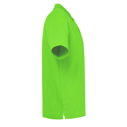 THC DYNAMIC promotional polo shirt in lime green (detail view) with custom logo branding