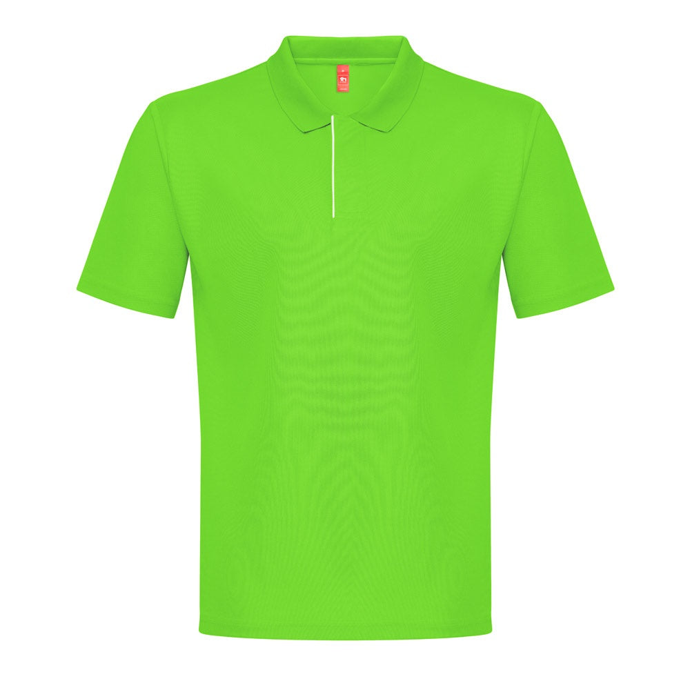 THC DYNAMIC promotional polo shirt in lime green with custom logo branding