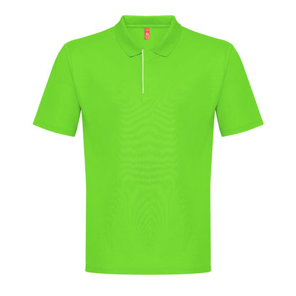 THC DYNAMIC promotional polo shirt in lime green with custom logo branding