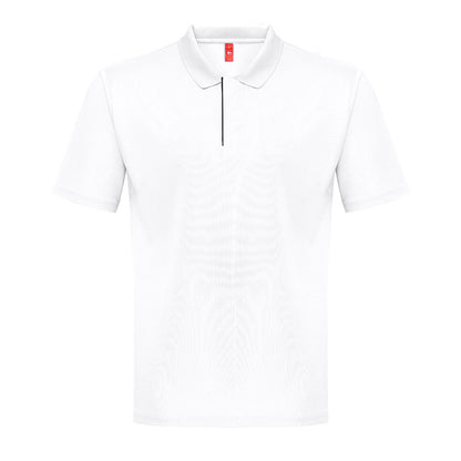 THC DYNAMIC WH promotional polo shirt in white with custom logo branding