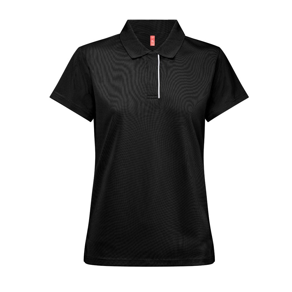 THC DYNAMIC WOMEN promotional polo shirt in black with custom logo branding