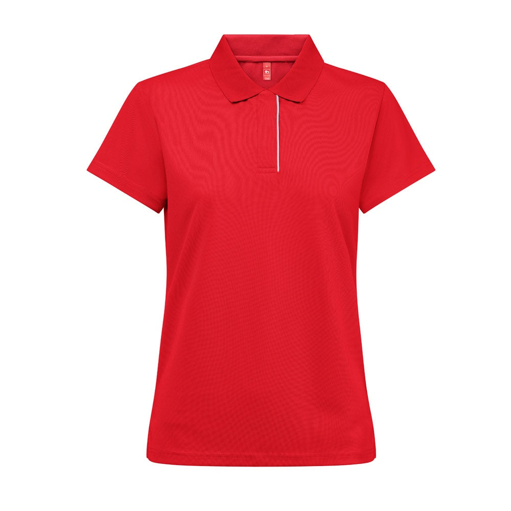 THC DYNAMIC WOMEN promotional polo shirt in red with custom logo branding