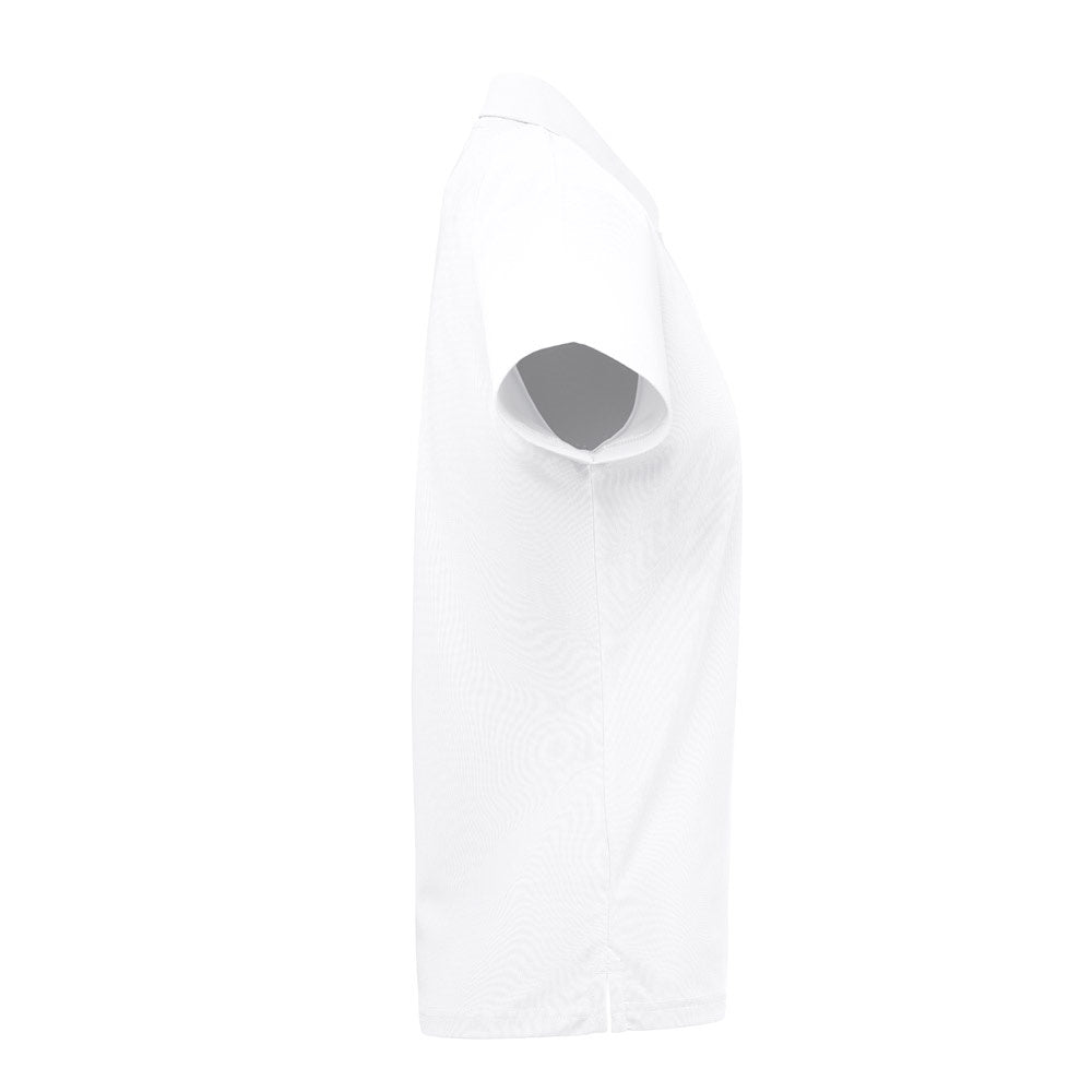THC DYNAMIC WOMEN WH promotional polo shirt in white (detail view) with custom logo branding