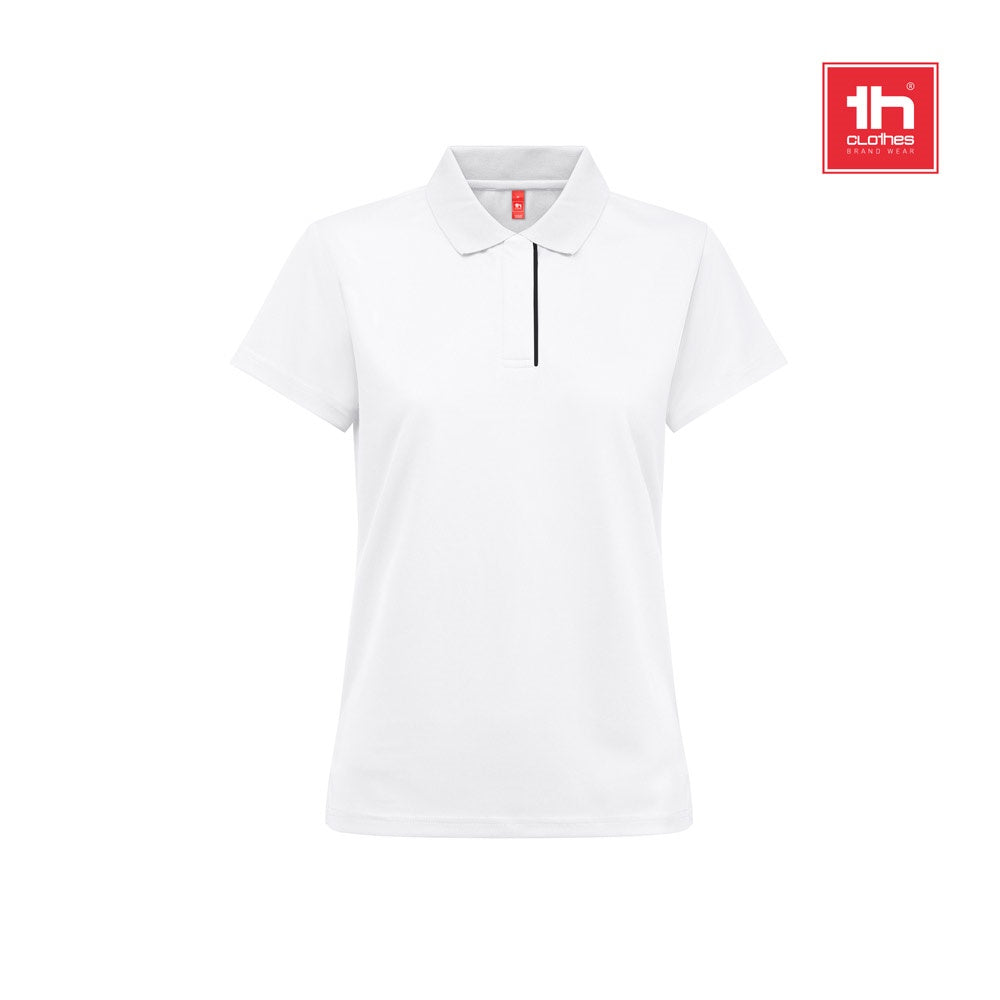 THC DYNAMIC WOMEN WH promotional polo shirt (complete set view) with custom logo branding