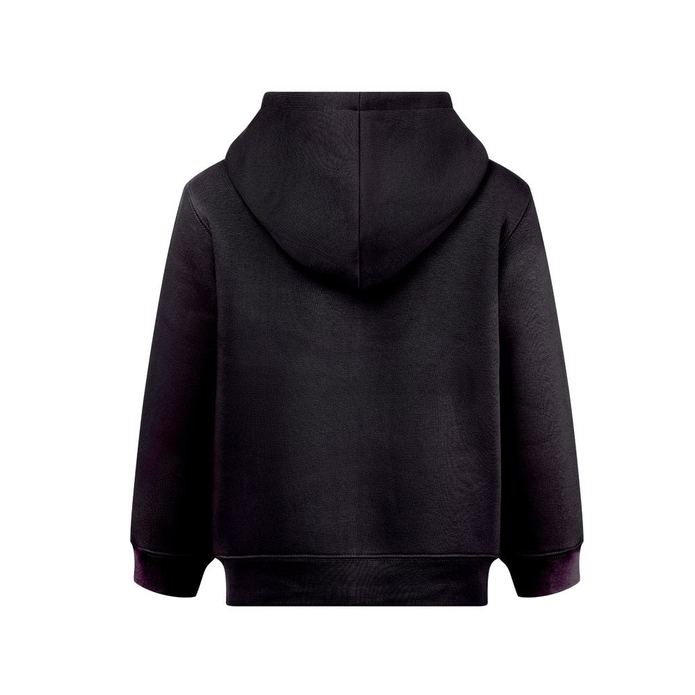 THC AMSTERDAM KIDS promotional kids' garment in black (detail view) with custom logo branding