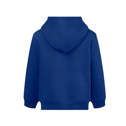 THC AMSTERDAM KIDS promotional kids' garment in royal blue (detail view) with custom logo branding