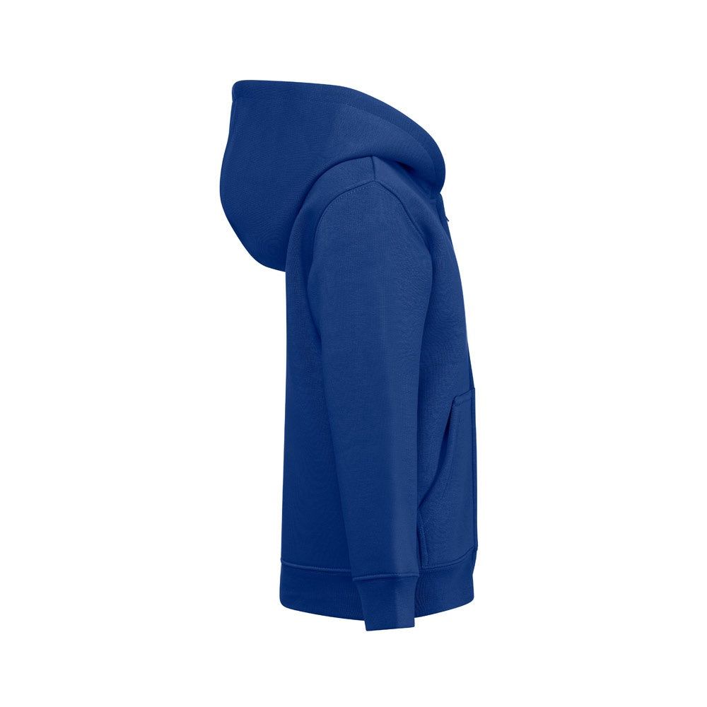 THC AMSTERDAM KIDS promotional kids' garment in royal blue (detail view) with custom logo branding