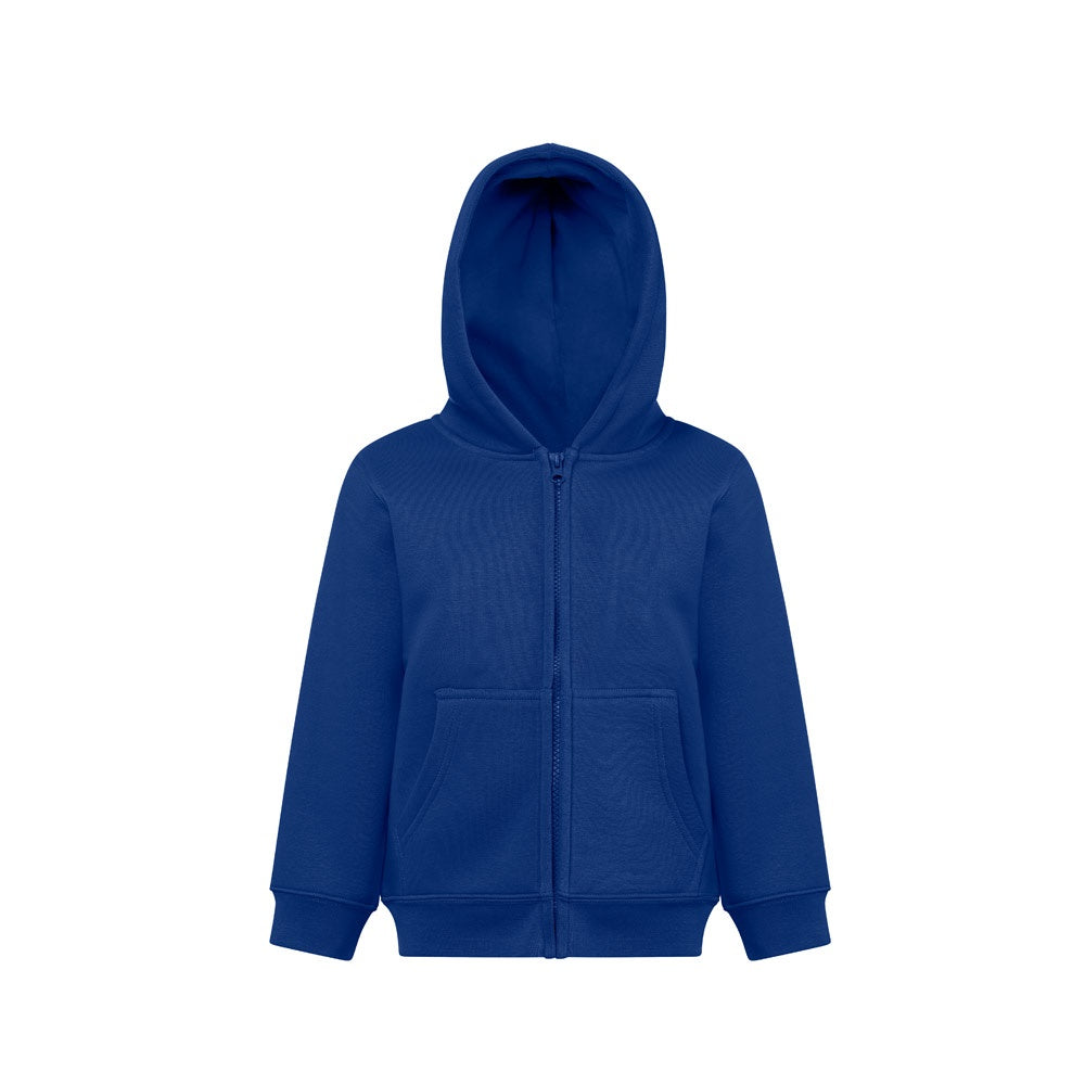 THC AMSTERDAM KIDS promotional kids' garment in royal blue (detail view) with custom logo branding