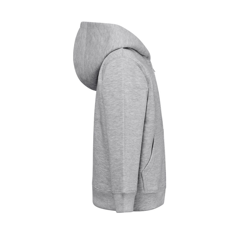 THC AMSTERDAM KIDS promotional kids' garment in heather light grey (detail view) with custom logo branding