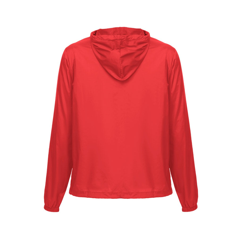 THC DUBLINERS promotional jacket in red (detail view) with custom logo branding