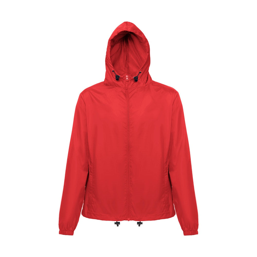 THC DUBLINERS promotional jacket in red (detail view) with custom logo branding