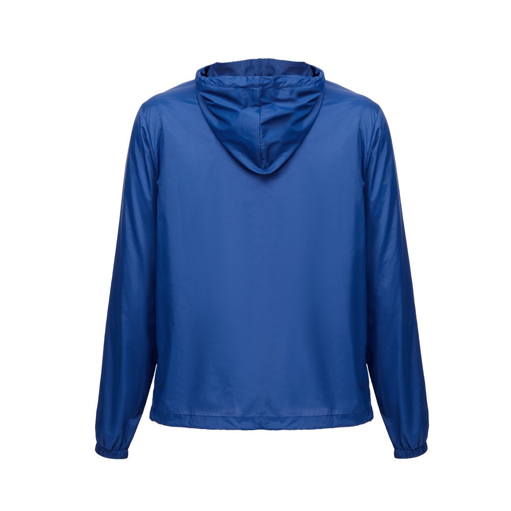 THC DUBLINERS promotional jacket in royal blue (detail view) with custom logo branding