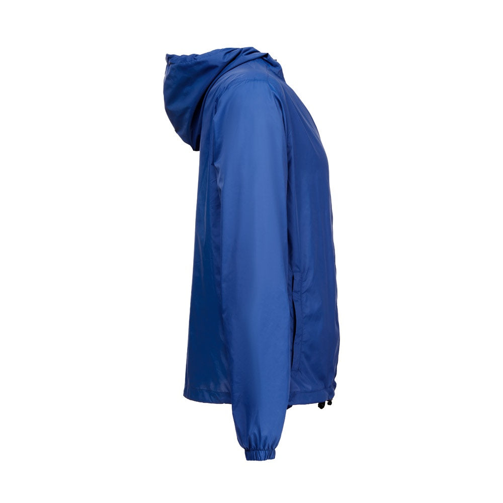 THC DUBLINERS promotional jacket in royal blue (detail view) with custom logo branding